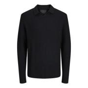 Ribstrikket Polo Langærmet Sweater