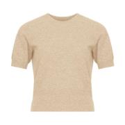 Beige Strikket Crew Neck Sweater