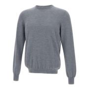 Merino Uld Grå Sweater Rund Hals