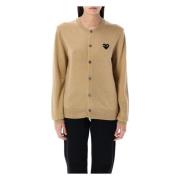 Sort Heart Patch Cardigan Strikvarer Beige