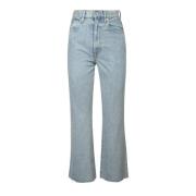 Højtaljet Flared Crop Jeans Blå