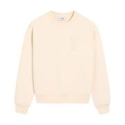 Beige Logo Broderet Sweatshirt