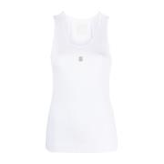 Ribbet Hvid Tank Top