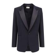 Certificeret uld blazer med satin revers