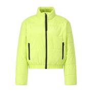 Neon Puffer Jakke med Label Detaljer