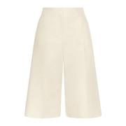 Beige Cropped High Waisted Bukser