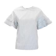 Hvid Ruffle Top Bluse Skjorte