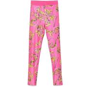 Barocco Print Leggings i Fuchsia Pink