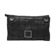 Sort Læder Crossbody Skuldertaske