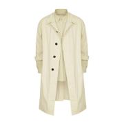 Beige Bomuld Trenchcoat med Skjorteforing