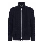 Mixed Stitch Full-Zip Jumper i Merinould