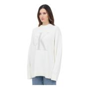 Hvid sweater med CK-logo