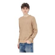 Brun Crewneck Sweater Fiskebensmønster