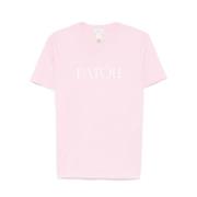 Pink Logo Print Crew Neck T-shirt