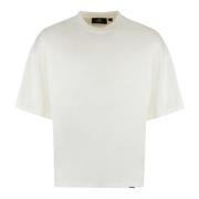 Ribbet crew-neck T-shirt i bomuld