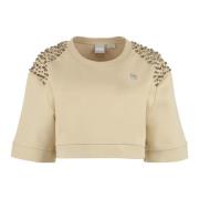 Bomuld Crewneck Sweatshirt med Rhinestones