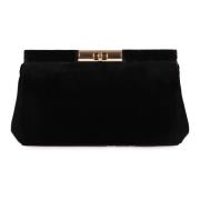 Velour clutch med metal lukning