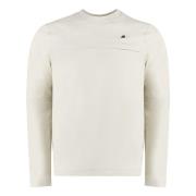 Ribbet crew-neck sweatshirt med snøre