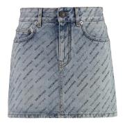 Logo Print Denim Mini Nederdel