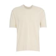 Hvid Strik T-shirt med Ribbed Krave