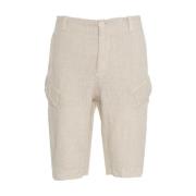 Stilfulde Beige Cargoshorts i Linned