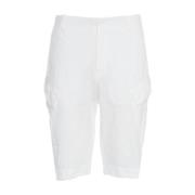 Stilfulde hvide linned cargoshorts