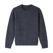 Blå Alpaka Blandet Ribstrikket Sweater