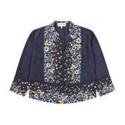 Elegant Blomster Silke Top Sort