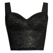 Sort Jacquard Blonde Bustier Skjorte