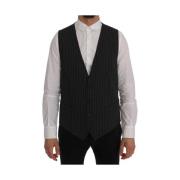 Elegant Gr Vest med Striber