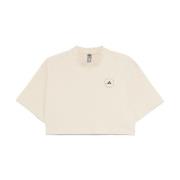 Beige Logo Print Crew Neck T-shirt