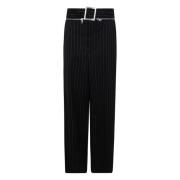 Pinstripe Wool Tailored Bukser med Bælte