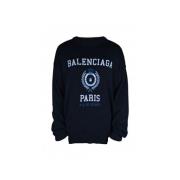 Navy Blue Logo Print Sweater