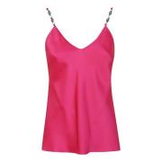 Fuchsia Satin Jewel Detail Top