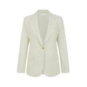 Hvid Pinstripe Uld Blazer