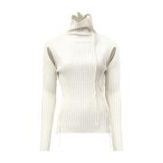 Hvid Turtleneck Sweater med Cut-Out Detaljer