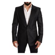 Elegant Sort Metallic Slim Fit Blazer Jakke