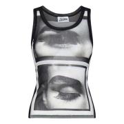 Sort Racerback Top med Print