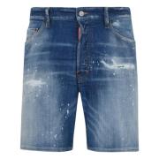 Denim Bermuda Shorts med Distressed Effekt