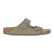 Beige Ruskind Justerbare Kork Sandaler