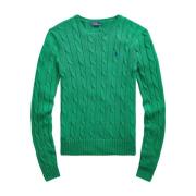 Grøn Vævet Crewneck Sweater