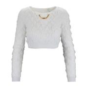 Strikket Cropped Top med Guld Kæde