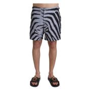 Elegant grå zebra print badeshorts