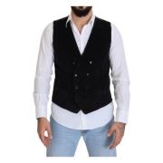 Elegant Sort Dobbelt Breasted Kjole Vest