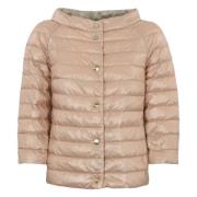 Vendbar Quiltet Dunjakke Pink/Beige