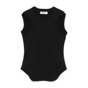 Sort Crew Neck Ærmeløs Tank Top