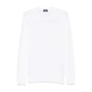 Hvid Ribstrikket Crew Neck Sweater