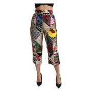 Silk Multicolor High Waist Cropped Bukser