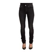 Elegant Sort Slim Fit Jeans med Mellemtalje