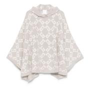 Beige Hooded Poncho